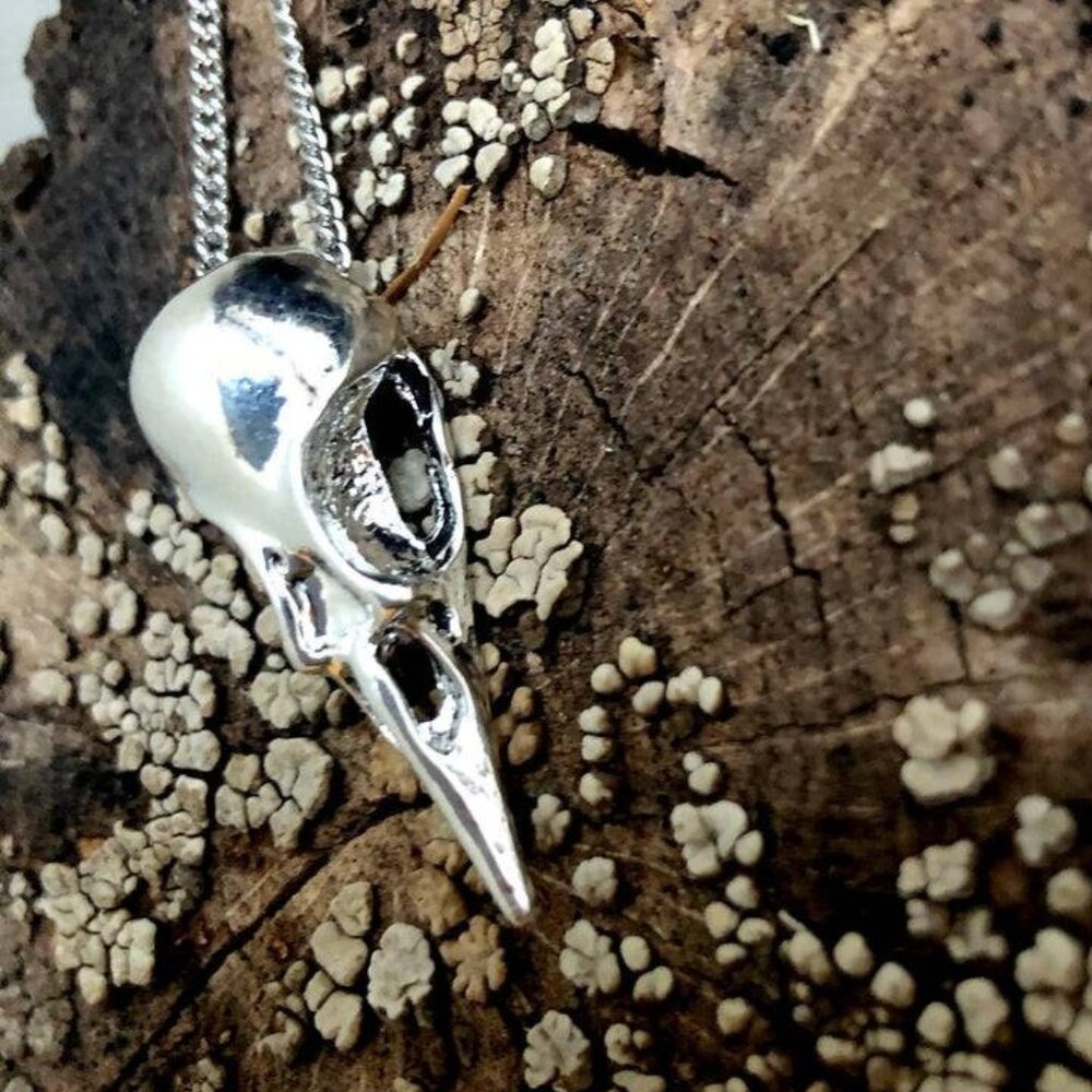 Murder of Crows Necklace | Skull Replica Silver | Gothic Punk Alternative Emo